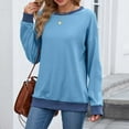 thumbnail image 6 of Ounisa Sweatshirts for Women Crewneck Long Sleeve Loose Fit Tops Color Block Ribbed Trim Fashion 2025, 6 of 8