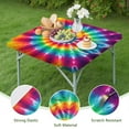thumbnail image 4 of Rainbow Tie Dye Mandala Pattern Square Fitted Tablecloth with Elastic Edge,Square Table Cover,Washable Elastic Table Cover for Home Kitchen Party Decor 34"x34", 4 of 6