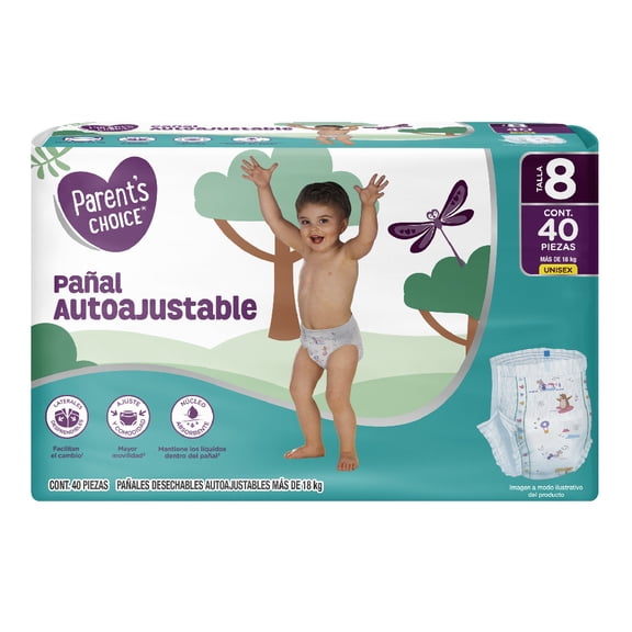 Pañales Desechables Autoajustables Parents Choice Unisex Etapa 8 40 piezas