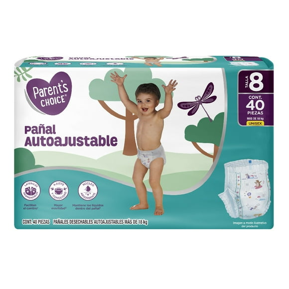 Pañales Desechables Autoajustables Parents Choice Unisex Etapa 8 40 piezas