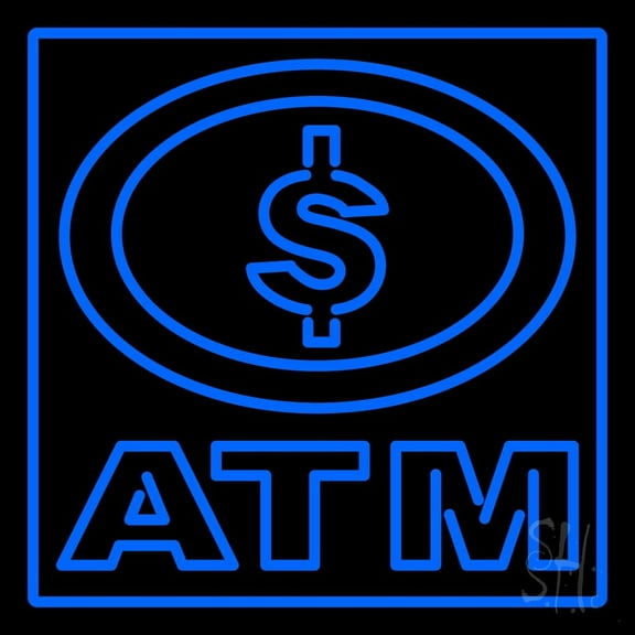 Atm With Dollar Symbol LED Neon Sign 16 x 16 - inches, Black Square Cut Acrylic Backing, with Dimmer - Bright and Premium built indoor LED Neon Sign for Defence Force.