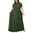 thumbnail image 2 of Womens Dresses Trendy Large Size High Waisted Solid Color Straps Hem Dress 2 Piece Set Green Outfits for Wedding Guest XXXXXL, 2 of 9