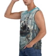thumbnail image 3 of Lsque Panda In Futuristic City Print Men's Cotton Blend Sleeveless Muscle Shirts (S-3XL)- Moisture Wicking, Odor Protection, UPF 30+,Medium, 3 of 8