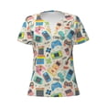 thumbnail image 4 of Wukai Playing Video Games Casual V-Neck Graphic Tees for Women: Lightweight and Breathable Summer Tops with Stylish Design-Medium, 4 of 8