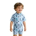 thumbnail image 3 of shqvo Boys Swimsuit One Piece Quarter Zipper Rash Guard Swimwear Cute Sea Animal Print Bathing Suit Summer Swimwear for Toddler Baby, 3 of 9