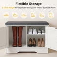 thumbnail image 4 of Gianna 28 Inch Shoe Storage Bench，Shoe Organizer Cabinet with Padded Seat Cushion, 4 Doors, Adjustable Shelf for Entryway, White, 4 of 7