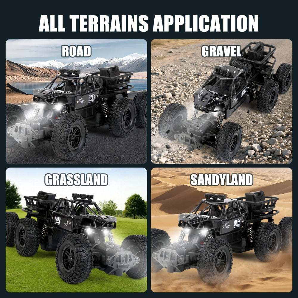 Remote Control Car, Big Monster Truck Toys RC Cars for Boys Kids Adults, 2.4Ghz 4WD 6-Wheel Off Road RC Monster Truck , RC Car Truck Rock Crawler Toy All Terrain Gifts for Adults Boys 8-16