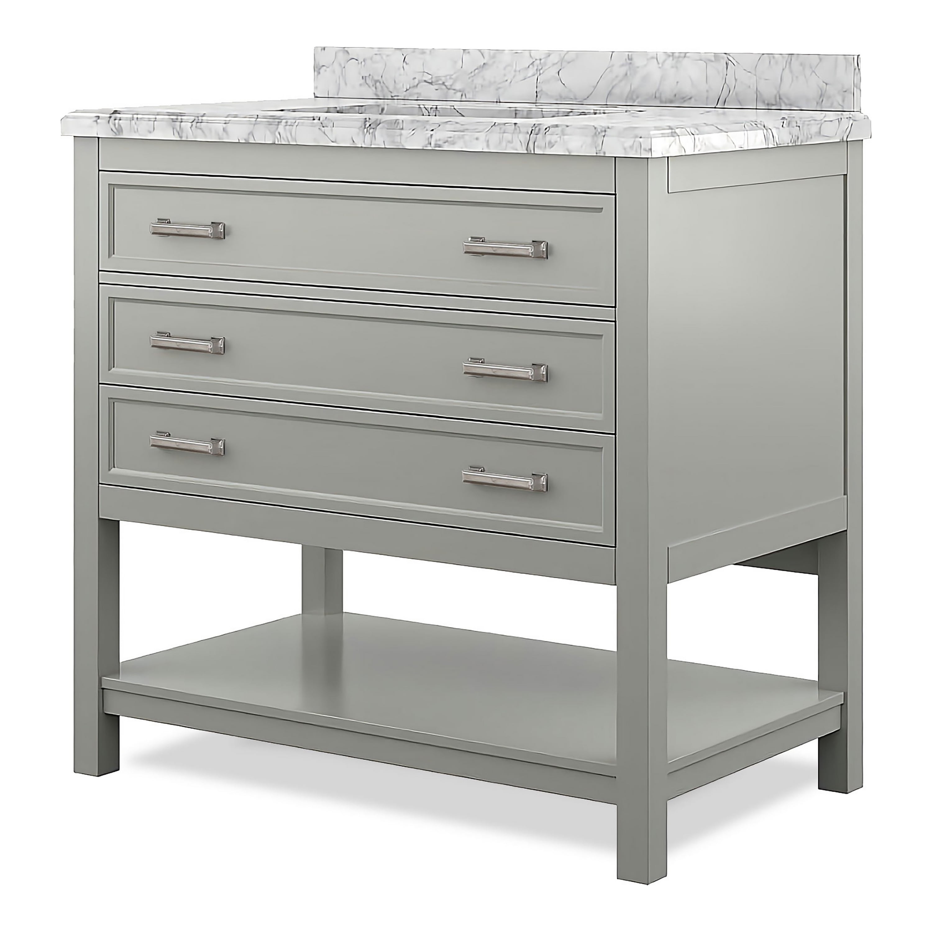 Furniture of America Freya 37" Gray Single Bathroom Vanity with White Carrera Marble Top and Undermount Sink