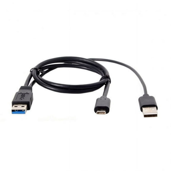 FVH Type-C USB-C to USB 3.0 Male USB 2.0 Dual Power Data Y Cable for Laptop Hard Disk