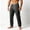 Black, variant on Men's Logo Patch Linen Blend Pants, Elastic Waist Drawstring, Straight Leg Basic Daily Casual Trousers Navy XL