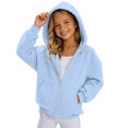 thumbnail image 6 of Girls Solid Zip Up Hoodie Jacket Raglan Long Sleeve Hooded Sweatshirt Coat Casual Soft Outerwear for Kids Back to School Autumn Winter Outdoor Daily Wear(Sky Blue,6-7 Years), 6 of 6
