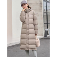 thumbnail image 3 of Abrigo cálido de invierno ligero de lujo 90 plumón de ganso blanco chaqueta con capucha de sección larga parka elegante abrigo de ocio delgado y esponjoso para mujer, 3 of 5