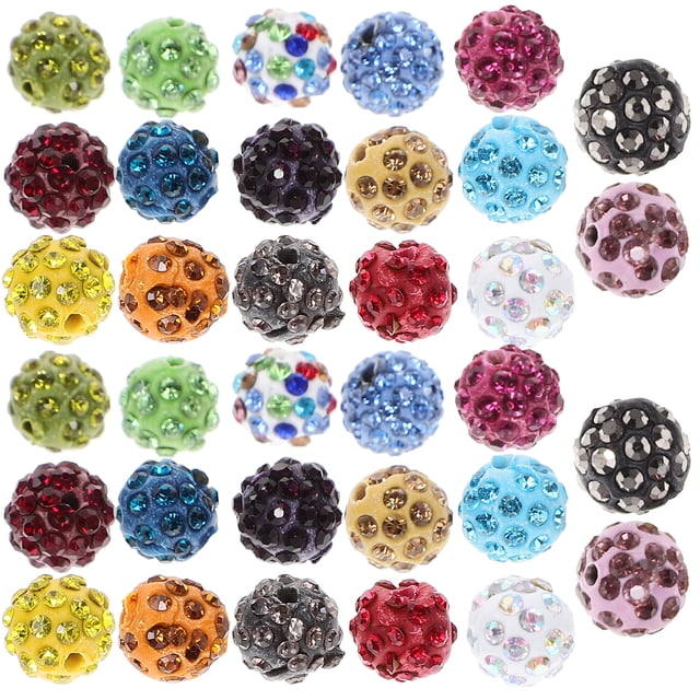 Miangastore 50 Pcs Perles Séparatrices Décoratives en Strass Rondes en Forme de Boule Disco Breloques pour Fabrication de Bijoux