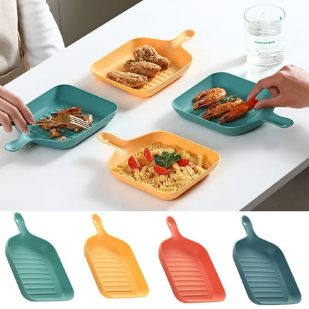 

Shenmeida 4Pcs Fast Food Serving Tray Plastic Cafeteria Tray Colorful Restaurant Serving Trays Rectangular Serving Platter for Party Home School Restaurant