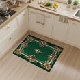 thumbnail image 2 of ODIKA 3'x5' Washable Throw Rug Deep Olive Green Baroque Round Skull Victorian Gothic Florals with Acanthus Details for Entryway, Kitchen, Mudroom, Stain Resistant, Low Profile, Non-Slip, 2 of 7