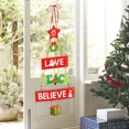 thumbnail image 5 of Letrero de bienvenida para colgar en la puerta, decoración navideña, pancarta de anuncio para puerta, placa de pared, adorno colgante para fiesta, Papá Noel, muñeco de nieve, 5 of 5