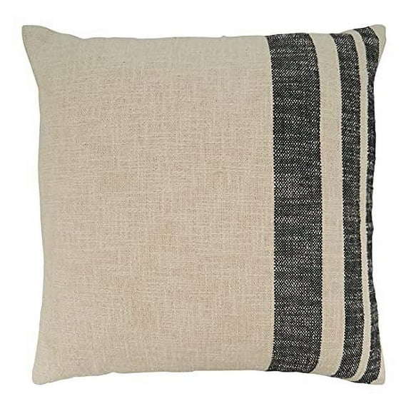 Fennco Styles Woven Striped Decorative Cotton Throw Pillow Cover 20" W x 20" L - Natural Textured Cushion Case for Home, Couch, Bedroom, Living Room and Office Décor