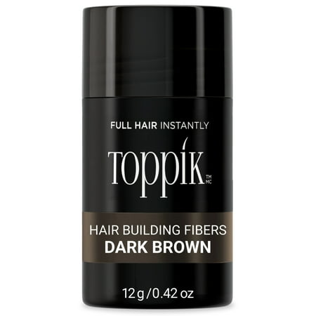Toppik Hair Building Fibers, Dark Brown, 12g Fill In Fine or Thinning Hair, Instantly Thicker, Fuller Looking, 9 Shades for Men & Women, Keratin Protein Formula