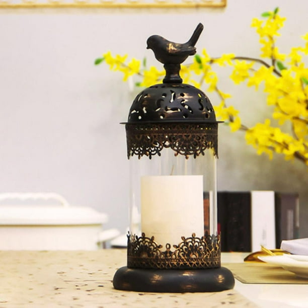 Jaula de pájaros decorativa BLESIY Candelero vintage Negro 14x30cm Porta vela