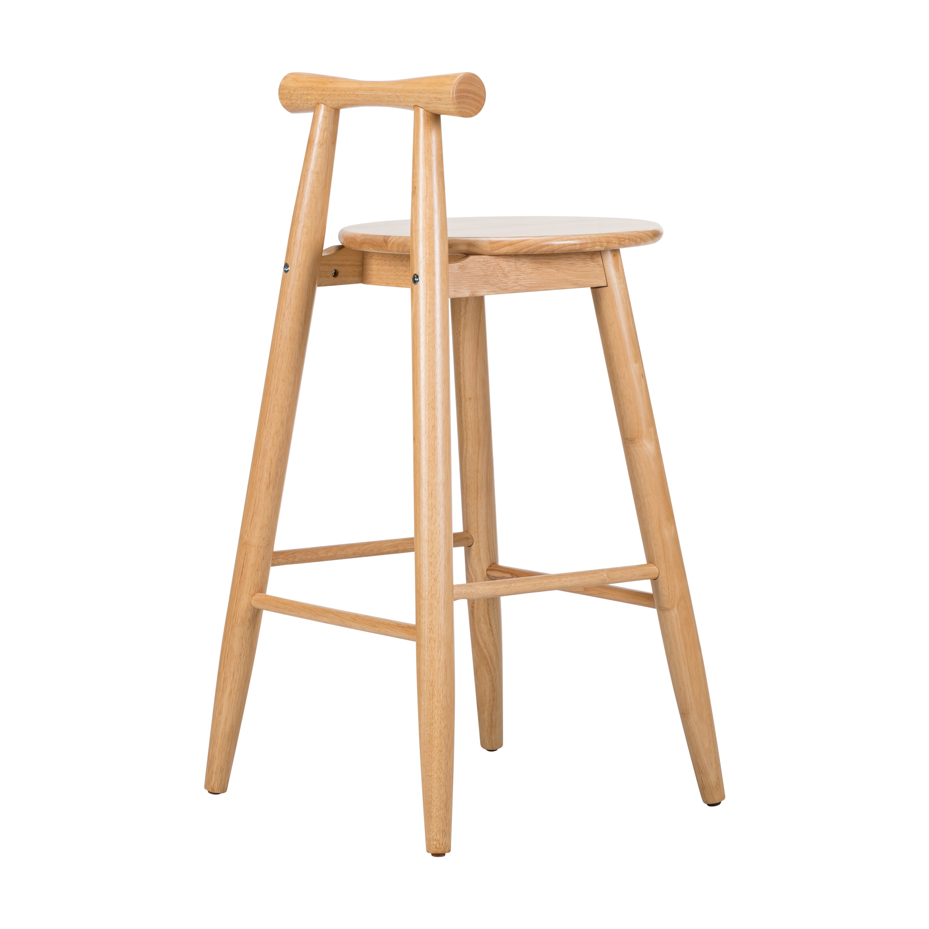Set of 2 Grove Indoor Rubberwood Barstool, Natural Finished Bar Stool with Round Seat and Cross Bar Backrest for Home Bar Kitchen Island, 18.75x19.25x36.4 Inch, Natural