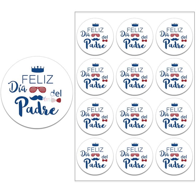 Happy Father's Day Decor Sticker Labels Feliz Día Del Padre Español Self-adhesive Stickers Party Gift Packing Decor3.5cm-35pcs Gao Jinjia LED
