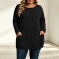 thumbnail image 2 of Plus Size Tops Nelozsy Fashion Women's Casual Solid Color Loose Long Sleeve Round-neck Oversize Shirt Black L, 2 of 9