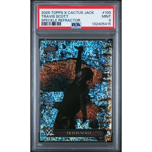 2025 Topps Chrome WWE X Cactus Jack Travis Scott Speckle Refractor 158/209 PSA 9