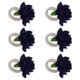 thumbnail image 2 of QualitChoice 6 Pieces Artificial Flower Napkin Ring Portable Removable Reusable Towel Ornamental Rings Ceremony Romantic Decor Dark Blue 1Set, 2 of 6