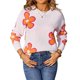 thumbnail image 1 of Suéteres Florales para Mujer, con Rayas de Colores Contrastantes, Cuello Redondo, Larga, Jerseys de Punto Holgados M, 1 of 10