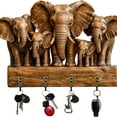thumbnail image 2 of Rustic Wooden Elephant Key Holder for Wall, 5 Hooks & Cute Animal Design, Brown, 1 Count 11.8 Inch, for Entryway Towel Coat Hat Jacket Organization, 2 of 9