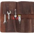 thumbnail image 4 of Leather Tool Pouch, Full Grain Cowhide Leather Organizer, Tools, Leather Roll Up Pouch, 4 of 5