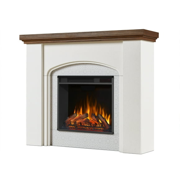 Real Flame Anika 49-inch Electric Fireplace in White Stucco