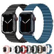 Magnetic Leather Band for Apple Watch Bands 45mm 44mm 40mm 38mm 42mm 41mm 45 Leather Link Loop Replacement Wristband with Strong Magnet Bracelet for iWatch SE & Series 7/6/5/4/3/2/1 Men Women