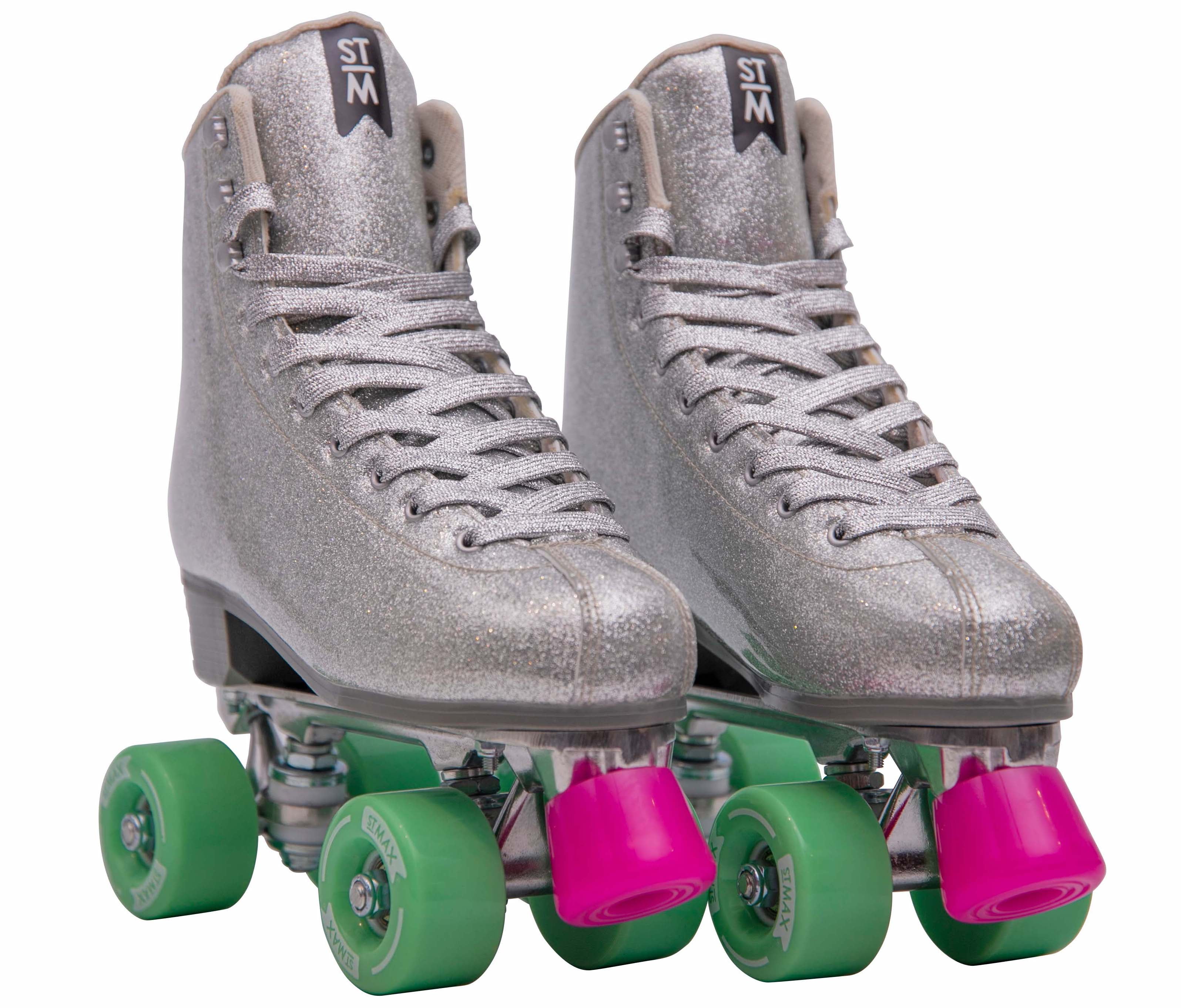 Roller Skates for Women Size 8 Quad blades Derby Gray Sparkles STMAX 