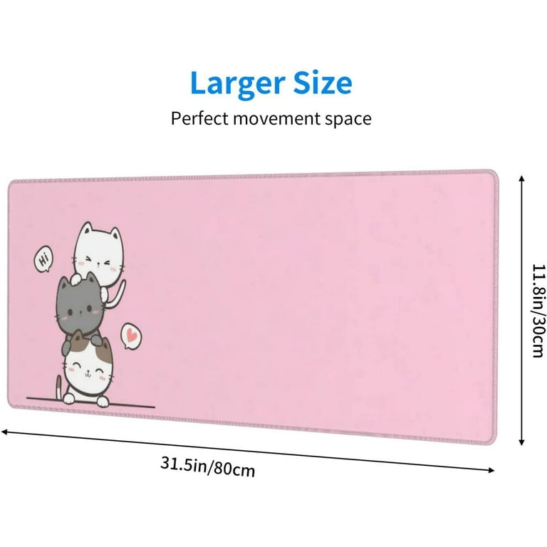 Large Pink Kawaii Mouse Pads with Design Novelty Anime Keyboard Pad  Non-Slip Extended Full Desk Cute Kittens Cat Keyboard Mat Waterproof XXL Gaming  Mousepad for Girl Gift Office Computer Accessories 