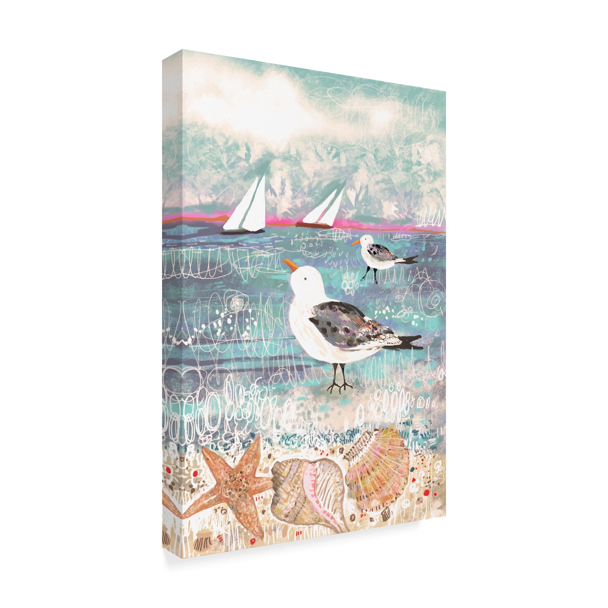 Trademark Fine Art 'Shells Birds Sail' Canvas Art by Karen Fields