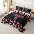 thumbnail image 3 of Erosebridal Bling Glitter Print Bow Letter T Monogrammed Quilt Full for Teens Girls,Vintage Gradient Leopard Print Full Bedspread Sets, 3 of 7