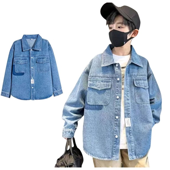 Boys Denim Jacket Long Sleeve Button down Blue Jacket Boys Spring Jackets Boy Jackets 5-6 Years