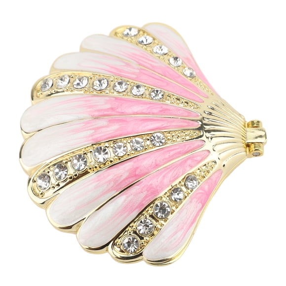 Seashell Figurine Trinket Box, Alloy Shell Shape Dazzling Rhinestones Luxury and Elegance Hinged Trinket Box Bright Colors 7 X 6.5 X 3cm Seashell Trinket Box for Earrings