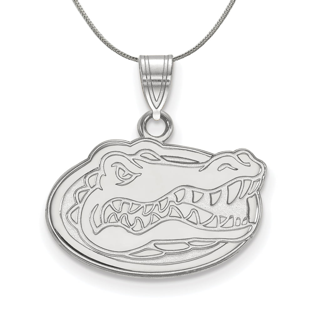Florida Gators State Shape Charm w/ Team Logo Chain Necklace NCAA Licensed 