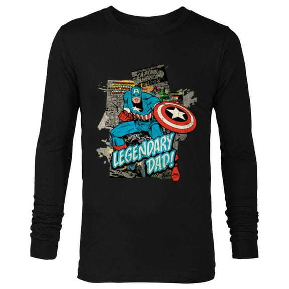 Marvel Captain America Legendary Dad Father's Day - Long Sleeve T-Shirt for Men - Customized-Black