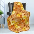 thumbnail image 4 of Retro Soft Flannel Fleece Throw Blanket, Abstract Square Pattern Rounded Funky Geometric Modern Ornament Tiled Illustration, Cozy Plush for Indoor and Outdoor Use, 60" x 80", Multicolor, by Ambesonne, 4 of 5