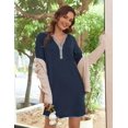 thumbnail image 3 of Ekouaer Women's Nightshirt Long Sleeve Button Down Nightgown V-Neck Sleepwear Pajama Dress, 3 of 6