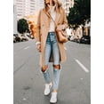 thumbnail image 4 of Langwyqu Fall Winter Women Lapel Collar Double Breasted Wool Blend Trenchcoat Long Jacket Coat, 4 of 5