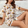 thumbnail image 4 of Susaid Autumn Red Truck Print Women's Pajama Set, Button-Up Sleepwear with Elastic Waist Shorts, Perfect for Lounging, Yoga, Beach, and Casual Wear-Large, 4 of 7