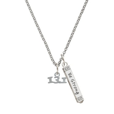 Delight Jewelry Silvertone Half Marathon - 13.1 Silvertone Be Strong and Courageous Bar Charm Necklace, 23"