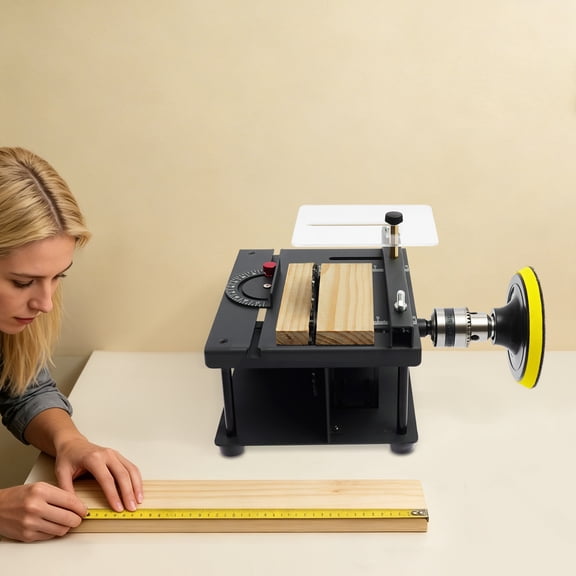 TFCFL 4.33in Mini Electric Table Saw Multi-functional Desktop Metal Wood Cutting Saw with Sandpapers