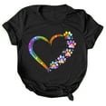 thumbnail image 4 of Ashosteey Women Summer Tshirt Rainbow Heart Graphic Tee Rainbow Puppy Footprints Print Tops Cute Funny Graphic Shirts Short Sleeve Round Neck Pullover 2024, 4 of 6