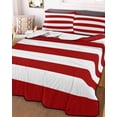 thumbnail image 3 of Quilts Twin Size, Red Stripes Soft Comforter Bedding Set for Bed, Simple Red White Texture Lightweight Quilted Bedspread with Pillow Cover(2 Pieces) for All Season, 68x86 Inch, 3 of 6