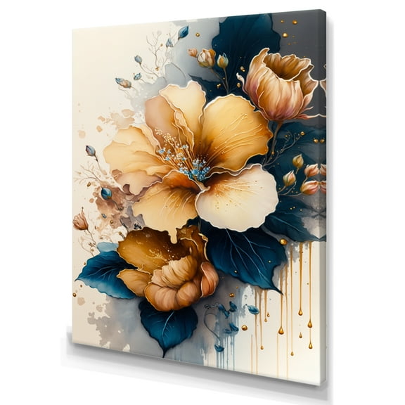 Designart Orange And Blue Hibiscus Bunch II Canvas Wall Art